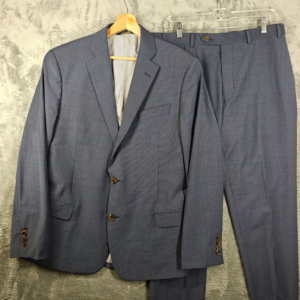 Brooks Brothers Suit Mens 42R Blue Houndstooth Explorer Fitzgerald Fit Wool Suit